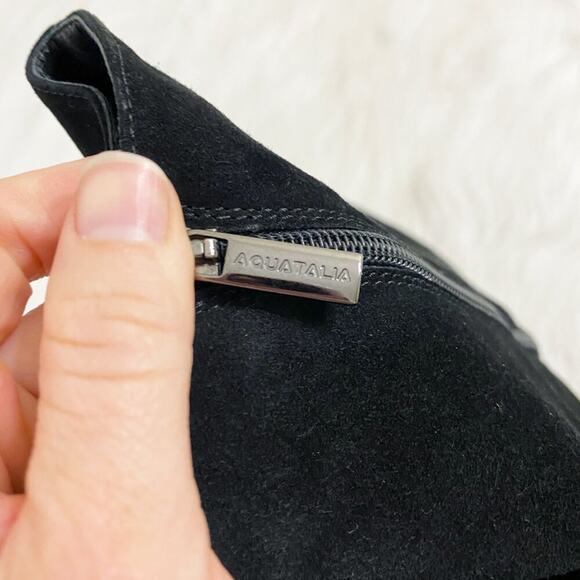 Aquatalia Black Suede Pointy Toe High Heel Boots Side Zip Made in Italy Size 9.5 - Picture 8 of 10